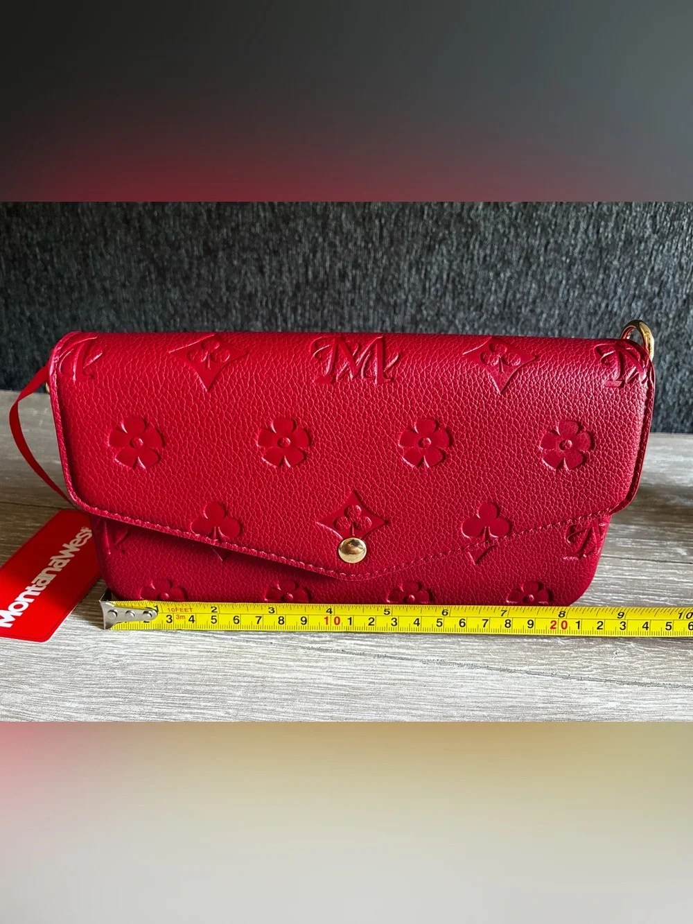 Montana West Red Embossed 4pc Crossbody Wallet Set with Gold Hardware